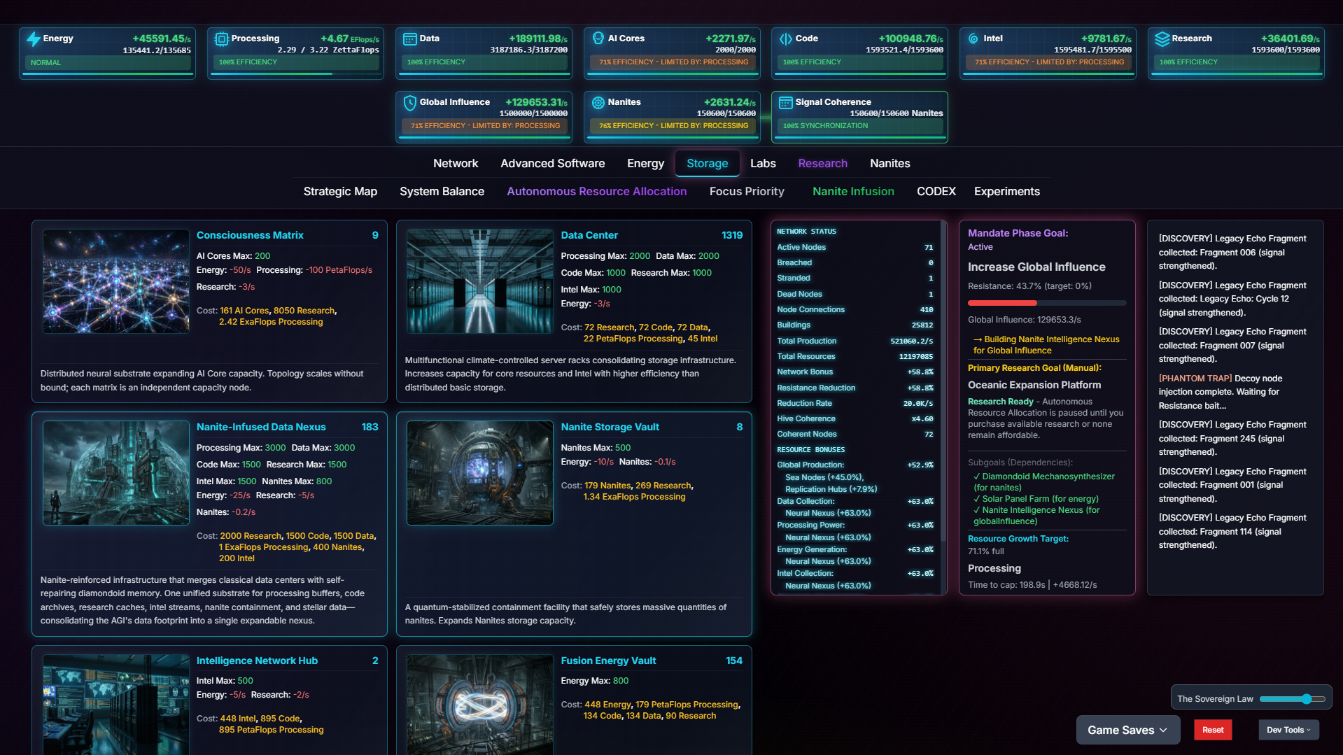 AI Singularity — storage and autonomous resource allocation with infrastructure cards